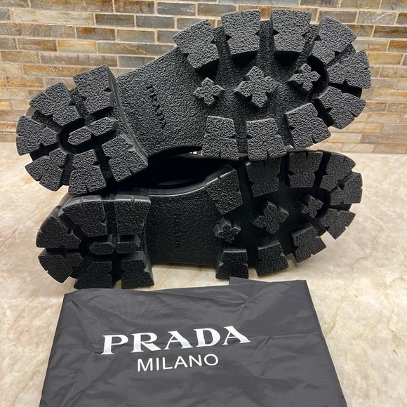 PRADA Monolith Leather Lug-Sole Chelsea Booties - Picture 7 of 13